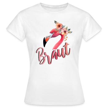 Flamingo Braut JGA Hochzeit Gruppenshirt 1 - Frauen T-Shirt - Weiß - Vorne - AI Model Female 172 dark (172cm)