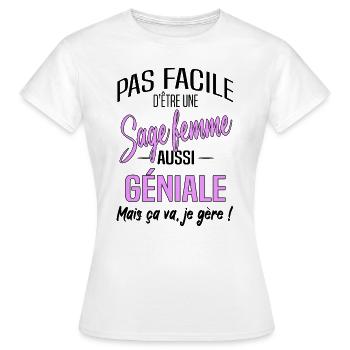 Sage femme - T-shirt Femme - blanc - Devant - AI Model Female 172 dark (172cm)