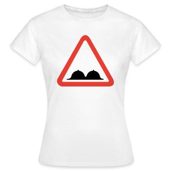 Warnung, Brüste - Frauen T-Shirt - Weiß - Vorne - AI Model Female 172 dark (172cm)