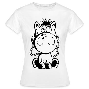 Kleines Pferd - Pony - Comic - Horse - Fun - Frauen T-Shirt - Weiß - Vorne - AI Model Female 172 dark (172cm)