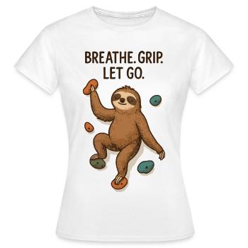 Paresseux Zen : Prise Lâche Grimpe - T-shirt Femme - blanc - Devant - AI Model Female 172 dark (172cm)