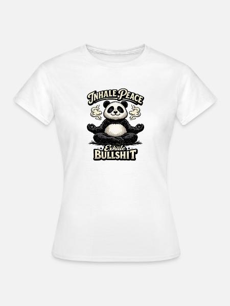 Panda Yogi – Inhale Peace - Frauen T-Shirt - Weiß