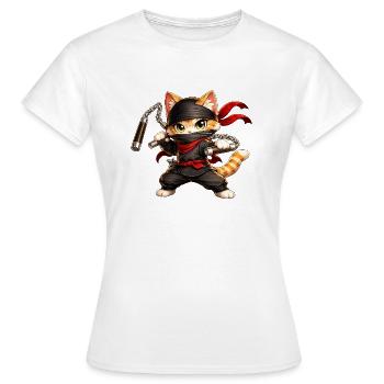 Ninja Katze - Frauen T-Shirt - Weiß - Vorne - AI Model Female 172 dark (172cm)