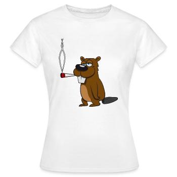 Biber joint kiffen witzig drogen Holz Damm Wasser - Frauen T-Shirt - Weiß - Vorne - AI Model Female 172 dark (172cm)