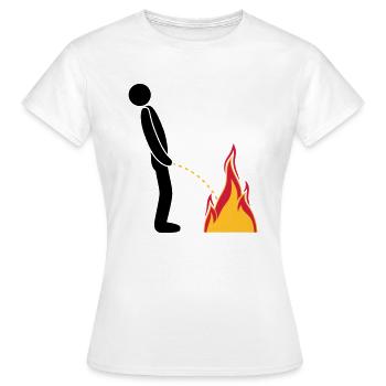 feuer loeschen flammen heiss feuerwehr logo im ste - Frauen T-Shirt - Weiß - Vorne - AI Model Female 172 dark (172cm)