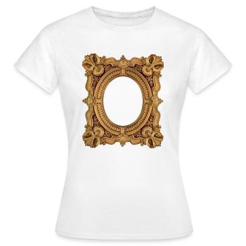 Ovaler goldener Bilderrahmen - Frauen T-Shirt - Weiß - Vorne - AI Model Female 172 dark (172cm)