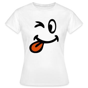 sourire clin oeil tire langue - T-shirt Femme - blanc - Devant - AI Model Female 172 dark (172cm)