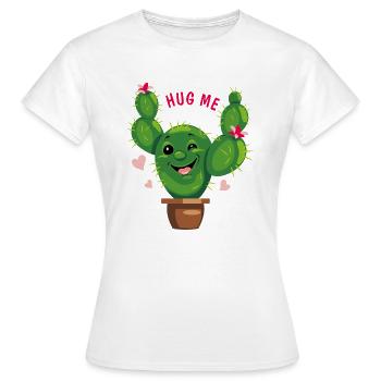 Cactus souriant. Fais-moi un câlin - T-shirt Femme - blanc - Devant - AI Model Female 172 dark (172cm)
