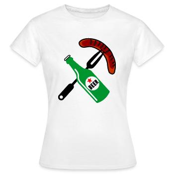 Logo de la bière et de la saucisse - T-shirt Femme - blanc - Devant - AI Model Female 172 dark (172cm)