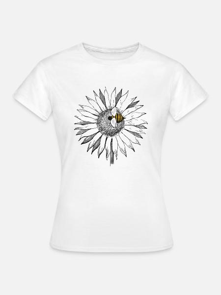 Sonnenblume mit Hummel - Frauen T-Shirt - Weiß