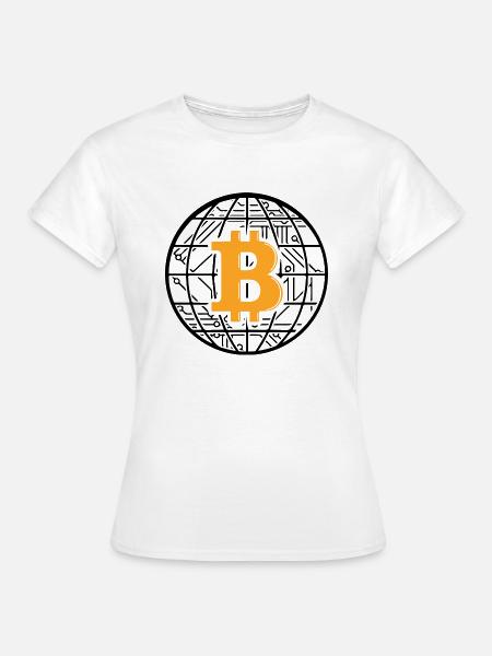 Bitcoin Blockchain Globe - Frauen T-Shirt - Weiß