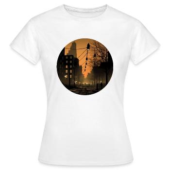 Stadt-Melancholie: Inspirierender Sonnenuntergang - Frauen T-Shirt - Weiß - Vorne - AI Model Female 172 dark (172cm)