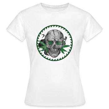Skull Hanfblatt - Frauen T-Shirt - Weiß - Vorne - AI Model Female 172 dark (172cm)