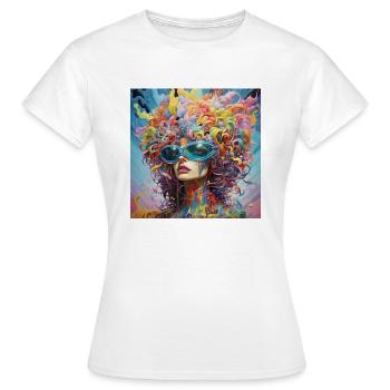Femme aux cheveux colorés - T-shirt Femme - blanc - Devant - AI Model Female 172 dark (172cm)