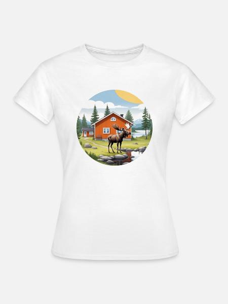 Naturleben Schweden Logo Elch Blog Haus Natur - Frauen T-Shirt - Weiß