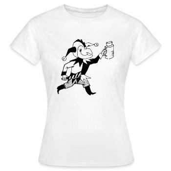 clown harlekin hofnarr kasper komiker narr witzbol - Frauen T-Shirt - Weiß - Vorne - AI Model Female 172 dark (172cm)