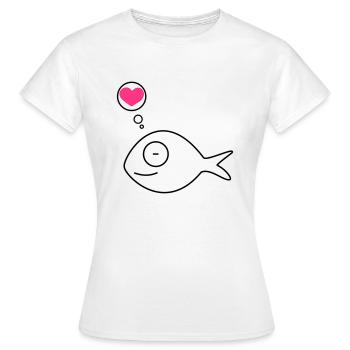 pink fish in love - Women's T-Shirt - white - Front - AI Model Female 172 dark (172cm)