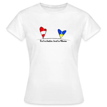 Feat in Austria heart in Ukraine - Women's T-Shirt - white - Front - AI Model Female 172 dark (172cm)