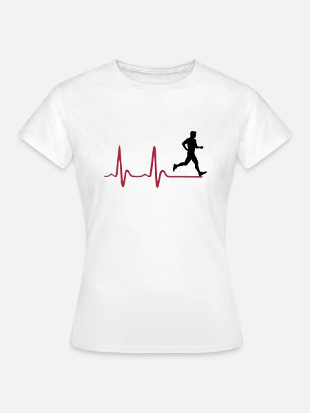 Running Man, runner & heartbeat - T-shirt Femme - blanc