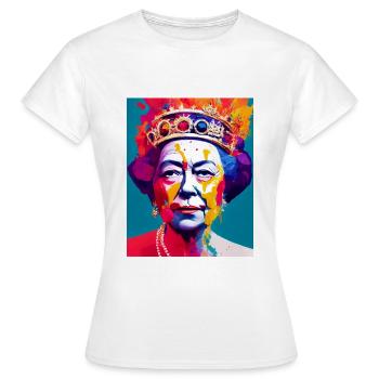 Queen Elizabeth Abstrakt Bunt - Frauen T-Shirt - Weiß - Vorne - AI Model Female 172 dark (172cm)
