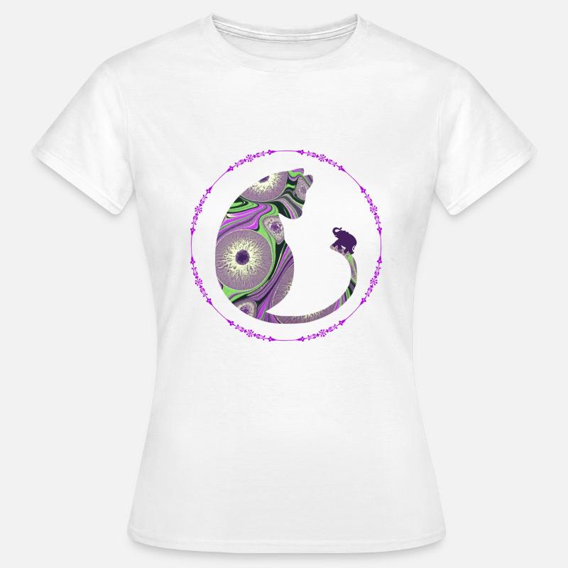 Chat avec éléphant E 239 - T-shirt Femme - blanc
