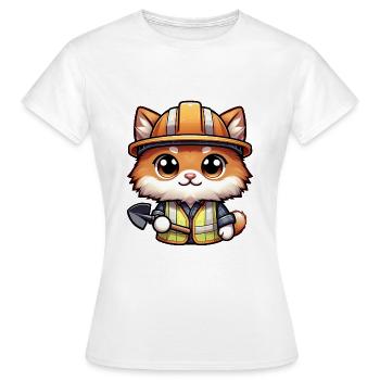 Mignon chat ouvrier de la construction - T-shirt Femme - blanc - Devant - AI Model Female 172 dark (172cm)