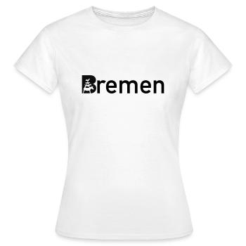 Panneau de la ville de Brême avec le musicien de la ville de Brême - T-shirt Femme - blanc - Devant - AI Model Female 172 dark (172cm)