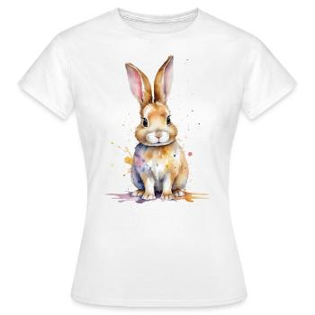 Schlappohren & flauschiger Charm: Ein Aquarellhase - Frauen T-Shirt - Weiß - Vorne - AI Model Female 172 dark (172cm)