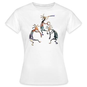 Native Americans - Kokopelli Musicans Trio 1 - Women's T-Shirt - white - Front - AI Model Female 172 dark (172cm)