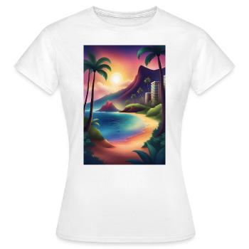 Magnifique coucher de soleil sur une plage de Miami - T-shirt Femme - blanc - Devant - AI Model Female 172 dark (172cm)