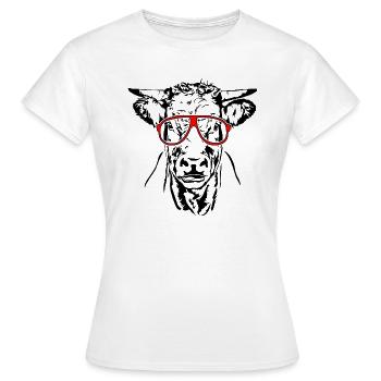 Vache à lunettes boeuf taureau pâturage animal Wilsigns - T-shirt Femme - blanc - Devant - AI Model Female 172 dark (172cm)