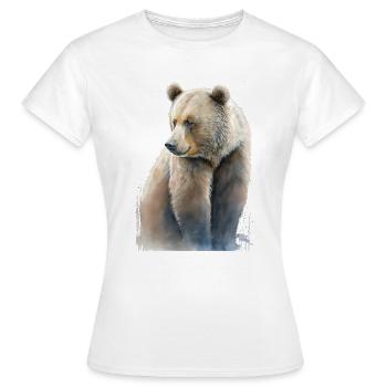 Aquarelle Grizzly Bear Aquarelle - T-shirt Femme - blanc - Devant - AI Model Female 172 dark (172cm)