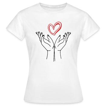 Mains - T-shirt Femme - blanc - Devant - AI Model Female 172 dark (172cm)