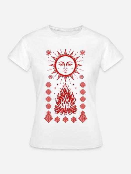 Noc Kupaly Feuersonne - Frauen T-Shirt - Weiß