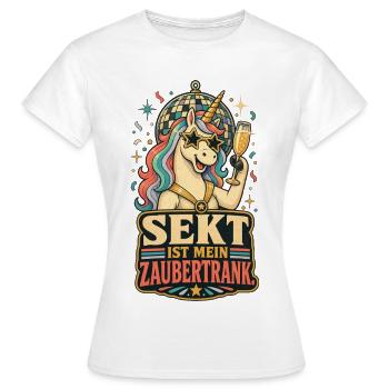 Sekt ist mein Zaubertrank Einhorn Shirt - Frauen T-Shirt - Weiß - Vorne - AI Model Female 172 dark (172cm)