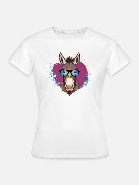 Esel,graffiti ,malerei , bunt,Nerd - Frauen T-Shirt - Weiß