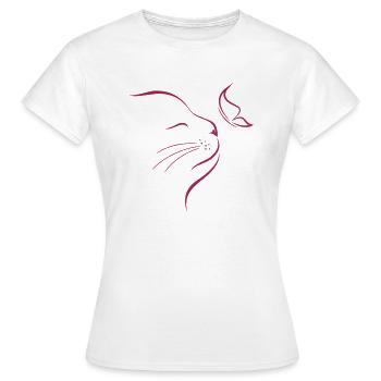 cat butterfly - Women's T-Shirt - white - Front - AI Model Female 172 dark (172cm)