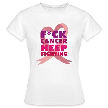 cancer keep fighting fighting cancer pink loop - Women's T-Shirt - white - Front - AI Model Female 172 dark (172cm)
