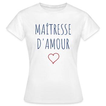 Maîtresse d'amour - COEUR - T-shirt Femme - blanc - Devant - AI Model Female 172 dark (172cm)