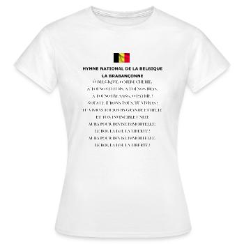 Hymne national de la Belgique: La Brabançonne - T-shirt Femme - blanc - Devant - AI Model Female 172 dark (172cm)