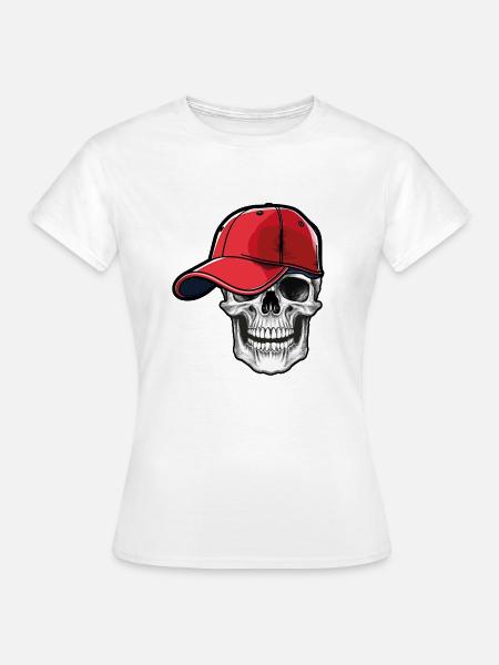 Totenkopf mit Kappe - Frauen T-Shirt - Weiß
