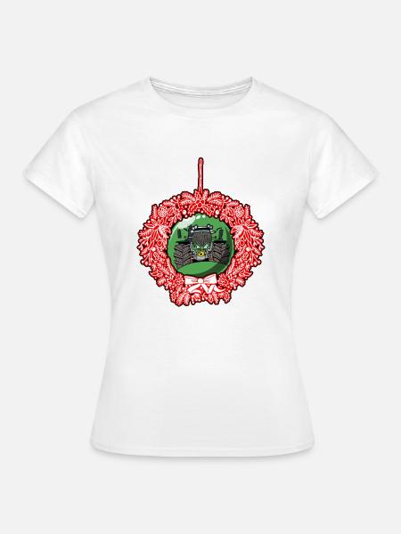 Weihnachtskranz Grün Traktor 512 - Frauen T-Shirt - Weiß