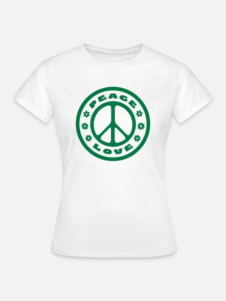 PEACE & LOVE - Frauen T-Shirt - Weiß