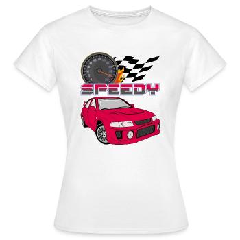 Voiture rouge rétro rapide - T-shirt Femme - blanc - Devant - AI Model Female 172 dark (172cm)
