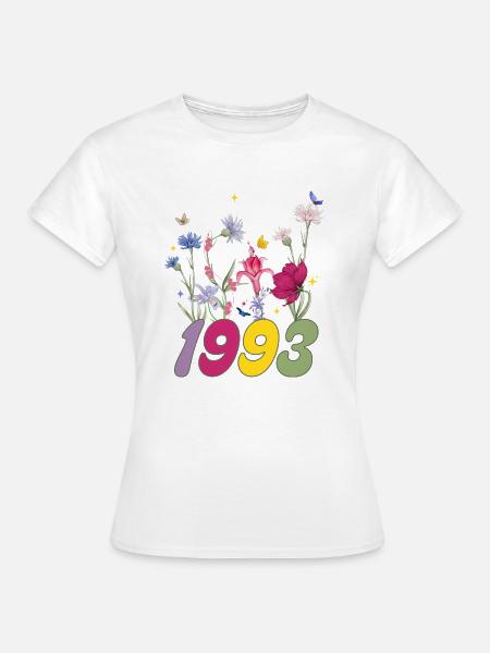 Geburtsjahr 1993 Wildblumen - Frauen T-Shirt - Weiß