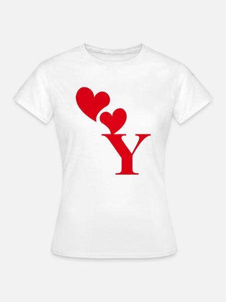 Buchstabe y rotes Herz - Frauen T-Shirt - Weiß