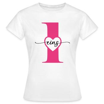 Ziffer Eins 1 mit Herz - Frauen T-Shirt - Weiß - Vorne - AI Model Female 172 dark (172cm)