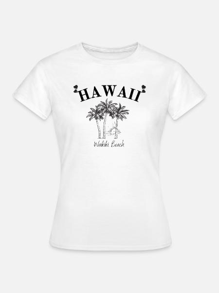 Hawaii - Honolulu - Beach - Palm Trees - Frauen T-Shirt - Weiß