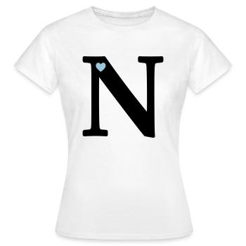 Buchstabe N Anfangsbuchstabe - Frauen T-Shirt - Weiß - Vorne - AI Model Female 172 dark (172cm)