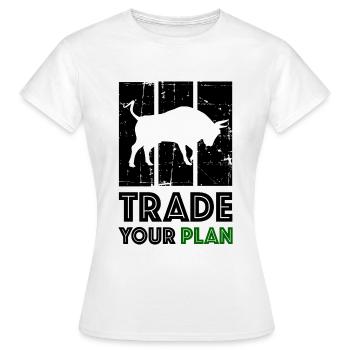 TRADE YOUR PLAN Bull Trader - T-shirt Femme - blanc - Devant - AI Model Female 172 dark (172cm)